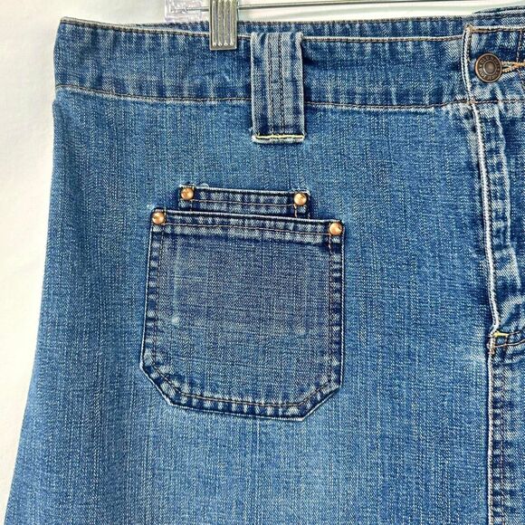 OLD NAVY 2000s Y2K Blue Denim Mini Skirt Patch Pockets Women Plus 16 Retro‎ Boho - Picture 2 of 7